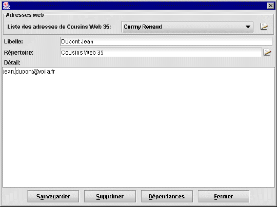 Saisie et modification des adresses internet