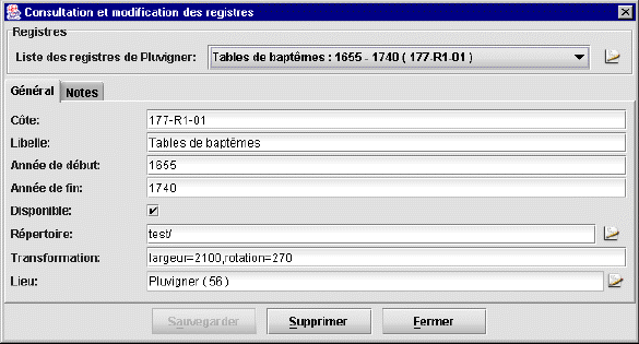 Saisie et modification des registres numriss